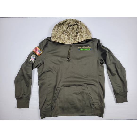 Nike Dri-Fit On Field NFL Seattle Seahawks Salute To Service Hoodie Mens Large - Picture 1 of 9